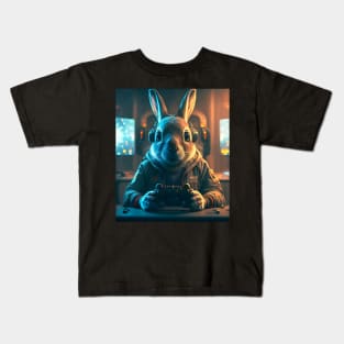 Cute bunny loves gaming Kids T-Shirt